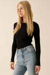 Shaper Fit Rib-Knit Long Sleeve in Black