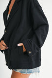 Oversized Raw Edge Knit Jacket in Black