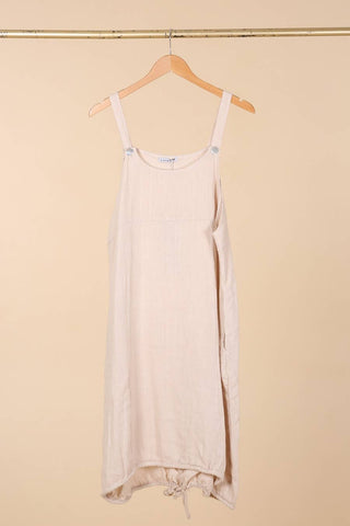 100% Linen Midi Dress Jumper in Beige