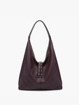 Slouchy Hobo Bag with Studded Tassels in Brown