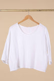 Linen Cotton Blend Top in White