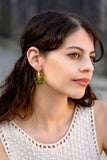 18K Gold Plated Lamp Work Glass Flower Hoop Earrings