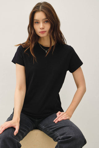 Garment Dyed Slub Tee in Black