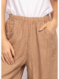 100% Linen Barrel Pants in White