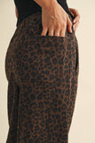 Leopard Print Wide Leg Denim Track Pants
