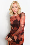 Floral Print Mesh Maxi Dress