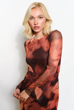 Floral Print Mesh Maxi Dress