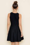 Crew Neck Flared Dress in Black