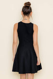Crew Neck Flared Dress in Black