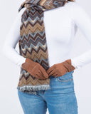 Texting Faux Suede Gloves with Embossed Accent Trim in Burgundy