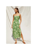 Open Back Midi Dress in Flora Green