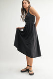 Rib Tank Midi Dress in Black