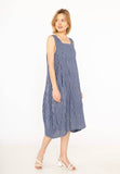 100% Linen Striped Dress in Beige