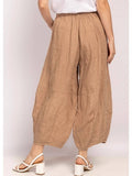 100% Linen Barrel Pants in Beige