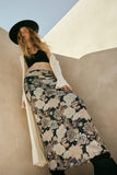 Floral Print Mesh Fitted Maxi Skirt