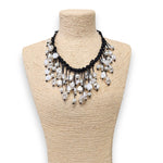 Pearl Bib Necklace with Leather Cord