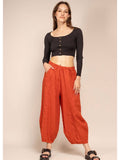 100% Linen Barrel Pants in Beige
