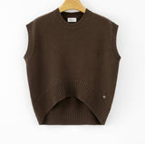 Boxy Knit Vest in Dark Brown