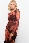 Floral Print Mesh Maxi Dress