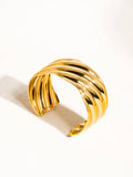 18K Gold Plated Non-Tarnish Wavy Bold Bangle