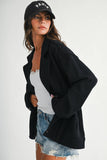 Oversized Raw Edge Knit Jacket in Black