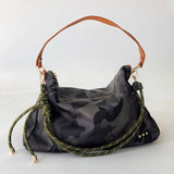 Nylon Slouchy Shoulder Bag in Navy