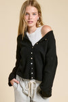 Button Down Cardigan in Black