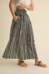 S4018   SMOCKING WAIST WITH FAKE BUTTON FRONT PRINT SKIRT: LEMON GRASS / S