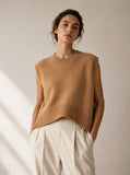 Boxy Knit Vest in Caramel