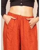100% Linen Barrel Pants in White