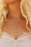 18K Gold PVD Coated Layered Lariat Necklace with Heart Charm