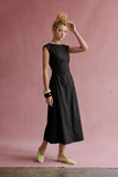 Ruched Waist Midi Dress in Olive
