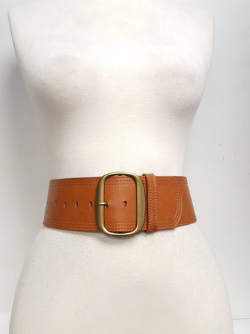 Wide Width Contour Waist Belt in Tan