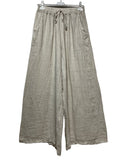 100% Linen Wide Leg Palazzo Pants in Beige
