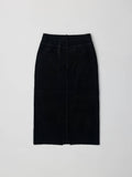 Faux Suede Midi Skirt in Black