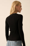 Shaper Fit Rib-Knit Long Sleeve in Black