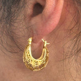 18K Gold Plated Brass Basket Hoop Earrings