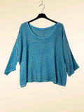 Linen Cotton Blend Top in Turquoise