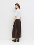 Suede Midi Skirt in Brown