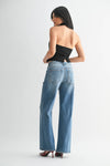 High Rise Full Length Straight Jean in Medium Wash