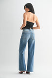 High Rise Full Length Straight Jean in Medium Wash