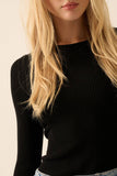 Shaper Fit Rib-Knit Long Sleeve in Black