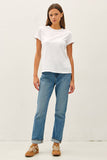 100% Cotton Garment Dyed Slub Tee in White