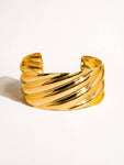 18K Gold Plated Non-Tarnish Wavy Bold Bangle
