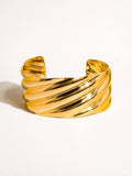 18K Gold Plated Non-Tarnish Wavy Bold Bangle