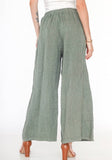 100% Linen Wide Leg Palazzo Pants in White