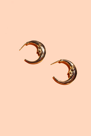 18K Gold Plated Brass Moonstruck Hoop Earrings