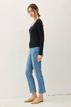 Basic Scoop Neck Long Sleeve Top in Black