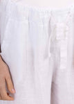 100% Linen Pants with Frayed Ankle in Black