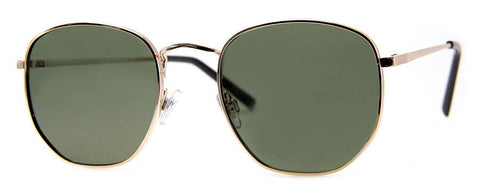 Rounded Geometric Shape Metal Sunglasses in Gold
